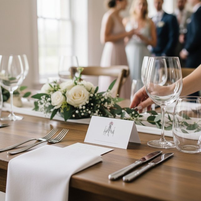 Elegant Chandelier Script Name Wedding place card Kort (Skapare uppladdad)