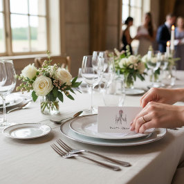 Elegant Chandelier Script Name Wedding place card Kort