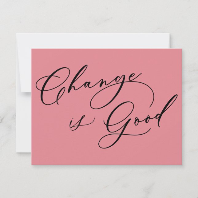 Elegant Change är Bra Rosa Flytta Announement Anteckningskort (Framsida)