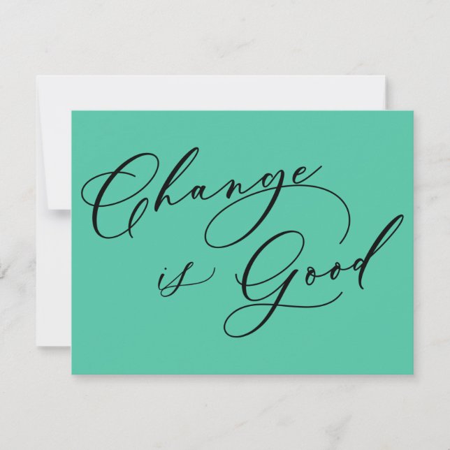 Elegant Change är Flytta Notice of Bra Grönt   Anteckningskort (Framsida)