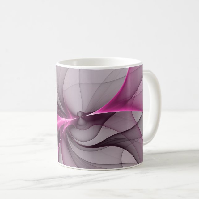 Elegant Chaos Modern Abstrakt Rosa Fractal Art Kaffemugg (Framsida höger)