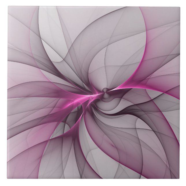 Elegant Chaos Modern Abstrakt Rosa Fractal Art Kakelplatta (Framsidan)