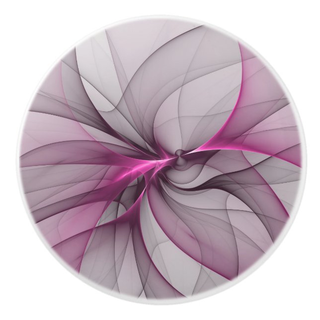 Elegant Chaos Modern Abstrakt Rosa Fractal Art Knopp (Framsidan)