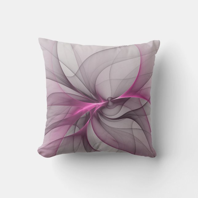 Elegant Chaos Modern Abstrakt Rosa Fractal Art Kudde (Framsida)