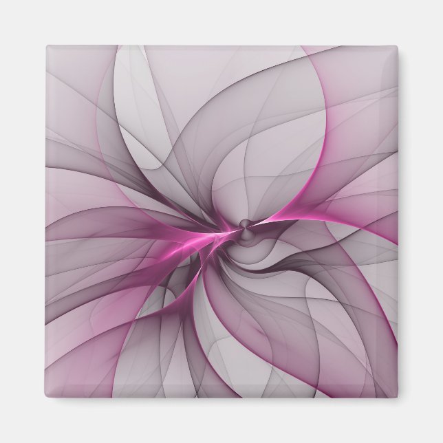 Elegant Chaos Modern Abstrakt Rosa Fractal Art Magnet (Framsidan)