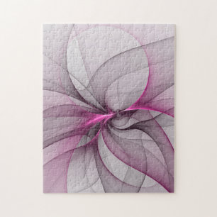 Elegant Chaos Modern Abstrakt Rosa Fractal Art Pussel