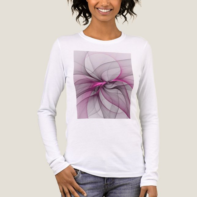 Elegant Chaos Modern Abstrakt Rosa Fractal Art T Shirt (Framsida)