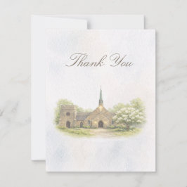 Elegant Chapel Wedding Thank You Card Tack Kort