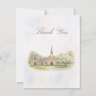 Elegant Chapel Wedding Thank You Card Tack Kort