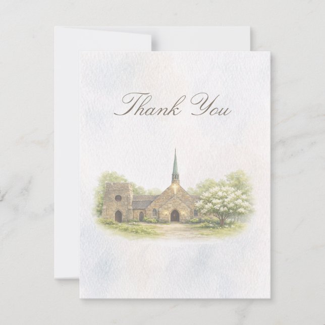 Elegant Chapel Wedding Thank You Card Tack Kort (Framsida)