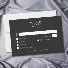 Elegant Charcoal Black Minimalist Wedding OSA Kort