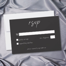 Elegant Charcoal Black Minimalist Wedding OSA Kort