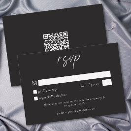 Elegant Charcoal Black Minimalist Wedding QR OSA Kort