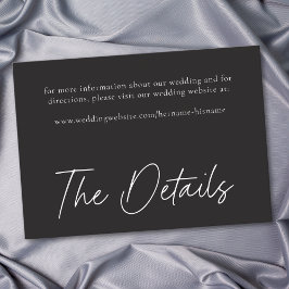 Elegant Charcoal Black Minimalist Wedding Tilläggskort