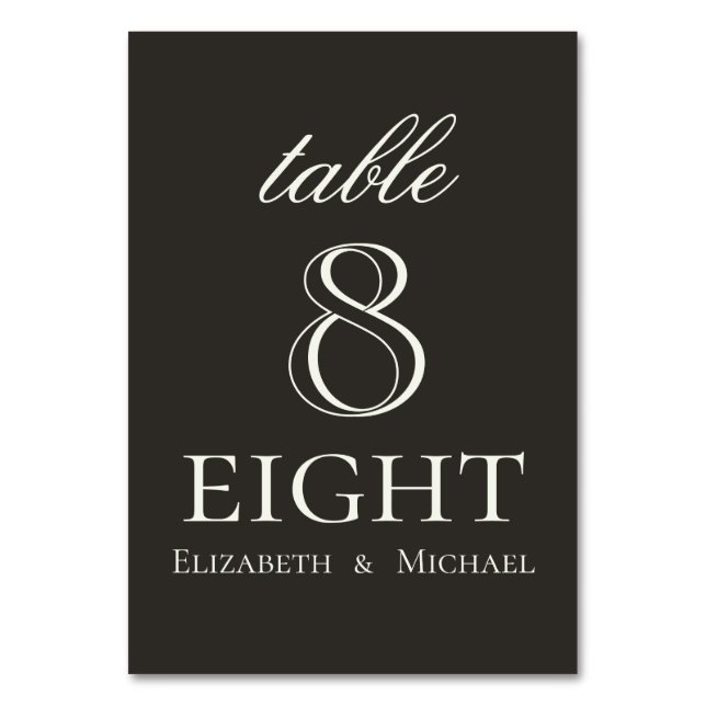Elegant Charcoal Minimalist Wedding Bordsnummer (Framsidan)