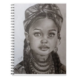 Elegant Charcoal & Pencil Girl Portrait Illustrati Anteckningsbok