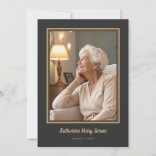 Elegant Charcol Beige Funeral Memorial Inbjudningar