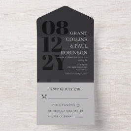 Elegant Charcol & Grått Typography Bröllop