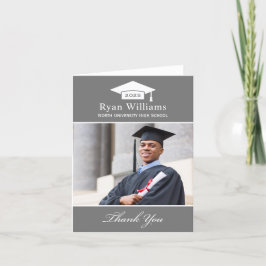 Elegant Charcol Personlig Studenten Photo Tack Kort