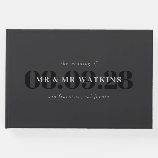 Elegant Charcol Typography Bröllop Gästböcker (Framsida)