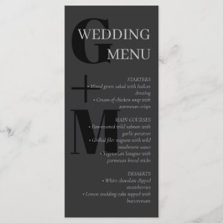 Elegant Charcol Typography Bröllop Menu Meny