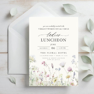 Elegant Charity Lunch Blommigt Wildblommor Inbjudningar