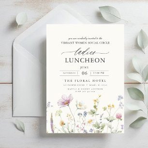 Elegant Charity Lunch Blommigt Wildblommor Inbjudningar