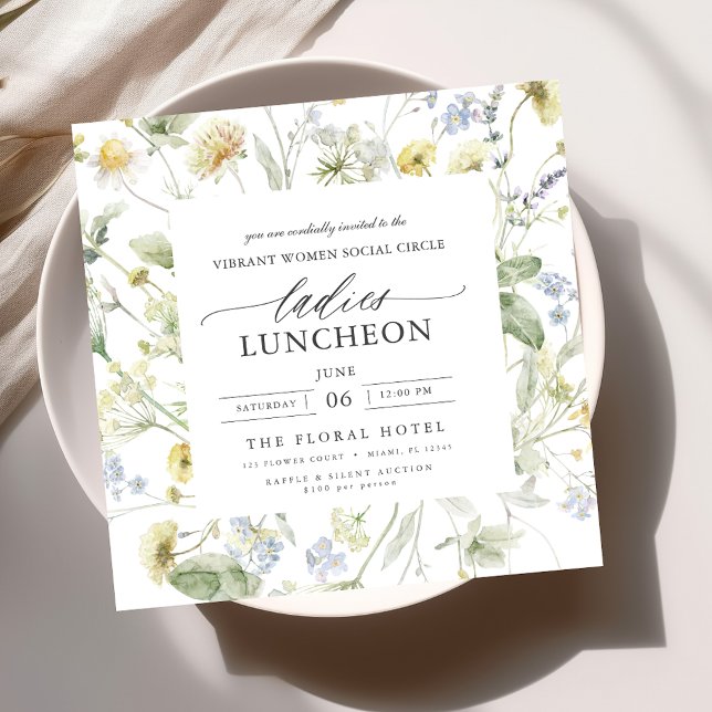 Elegant Charity Lunch Blommigt Wildblommor Inbjudningar (Skapare uppladdad)