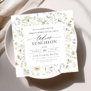 Elegant Charity Lunch Blommigt Wildblommor Inbjudningar