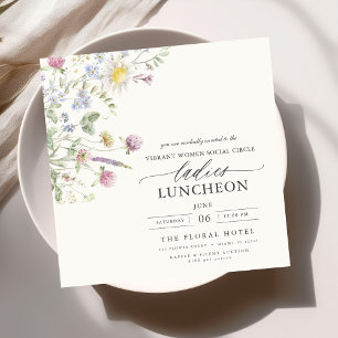 Elegant Charity Lunch Blommigt Wildblommor Inbjudningar