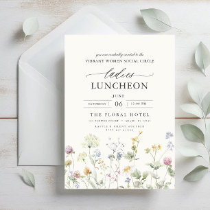 Elegant Charity Lunch Blommigt Wildblommor Inbjudningar