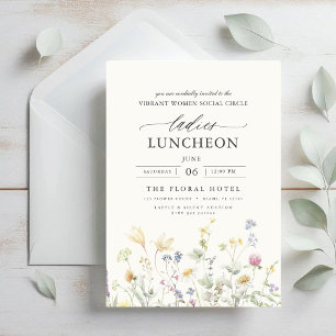 Elegant Charity Lunch Blommigt Wildblommor Inbjudningar