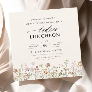 Elegant Charity Lunch Watercolor Wildblomma Inbjudningar