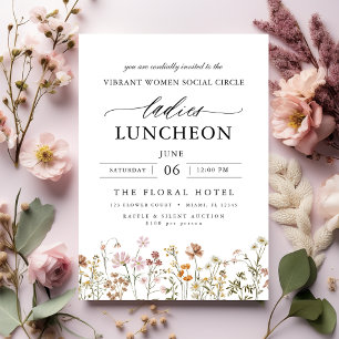 Elegant Charity Lunch Watercolor Wildblomma Inbjudningar