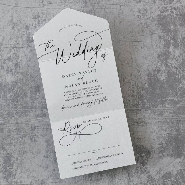 Elegant Charm allt i en bröllopsinbjudan OSA (Elegant Charm All In One Wedding Invitations RSVP)