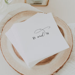 Elegant Charm Black and White Monogram Bröllop Pappersservett