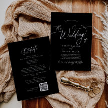 Elegant Charm Black Wedding-inbjudningar med OSA