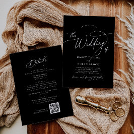 Elegant Charm Black Wedding-inbjudningar med OSA Inbjudningar