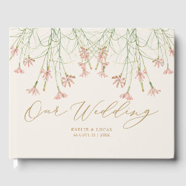 Elegant Charm Creamy Vild Flower Bröllop Gästböcker