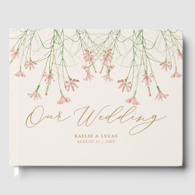 Elegant Charm Creamy Vild Flower Bröllop Gästböcker (Framsida)