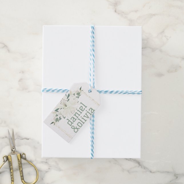 Elegant charm grön vildblomma bröllop presentetikett (Med Snöre)