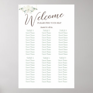 Elegant Charm Grönt Wildblombröllopsdiagram Poster