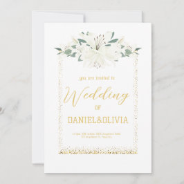 Elegant Charm Grönt Wildblomma Bröllop Inbjudningar