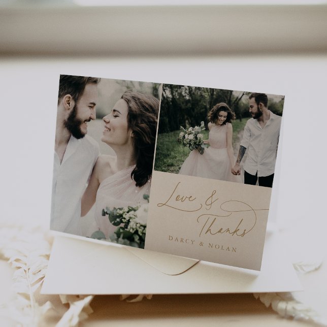 Elegant Charm Ivory Bröllop Photo - tackkort (Elegant Charm Ivory Wedding Photo Thank You Cards)