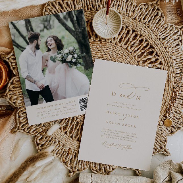 Elegant Charm Ivory Photo Wedding OSA Inbjudningar (Skapare uppladdad)