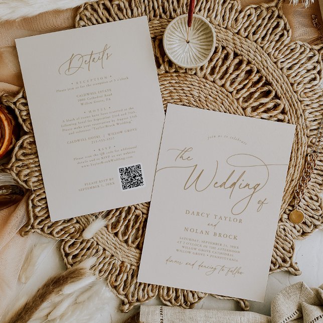 Elegant Charm Ivory Wedding-inbjudningar med OSA Inbjudningar (Skapare uppladdad)
