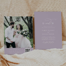 Elegant Charm Lila Photo Wedding OSA Inbjudningar