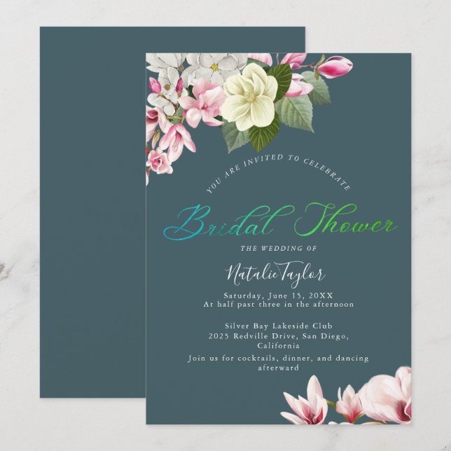 Elegant Charm Mörk Sage Inbjudningskort för möhipp (Fram/baksida)