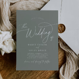 Elegant Charm Mörk Sage Wedding-inbjudningar Inbjudningar
