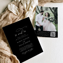 Elegant Charm Photo Black Wedding OSA Inbjudningar